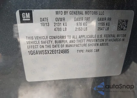 2014 Cadillac Cts Standard из США, поврежденный, VIN 1G6AW5SX2E0124985